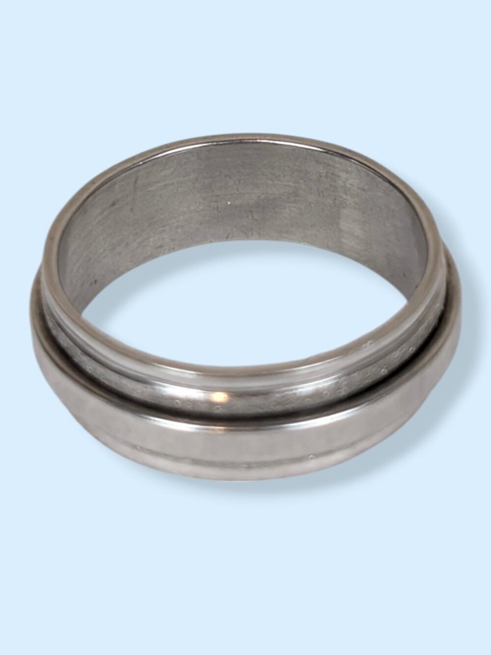 Silver Metallic Spinner Fidget Ring - Picture 4 of 6